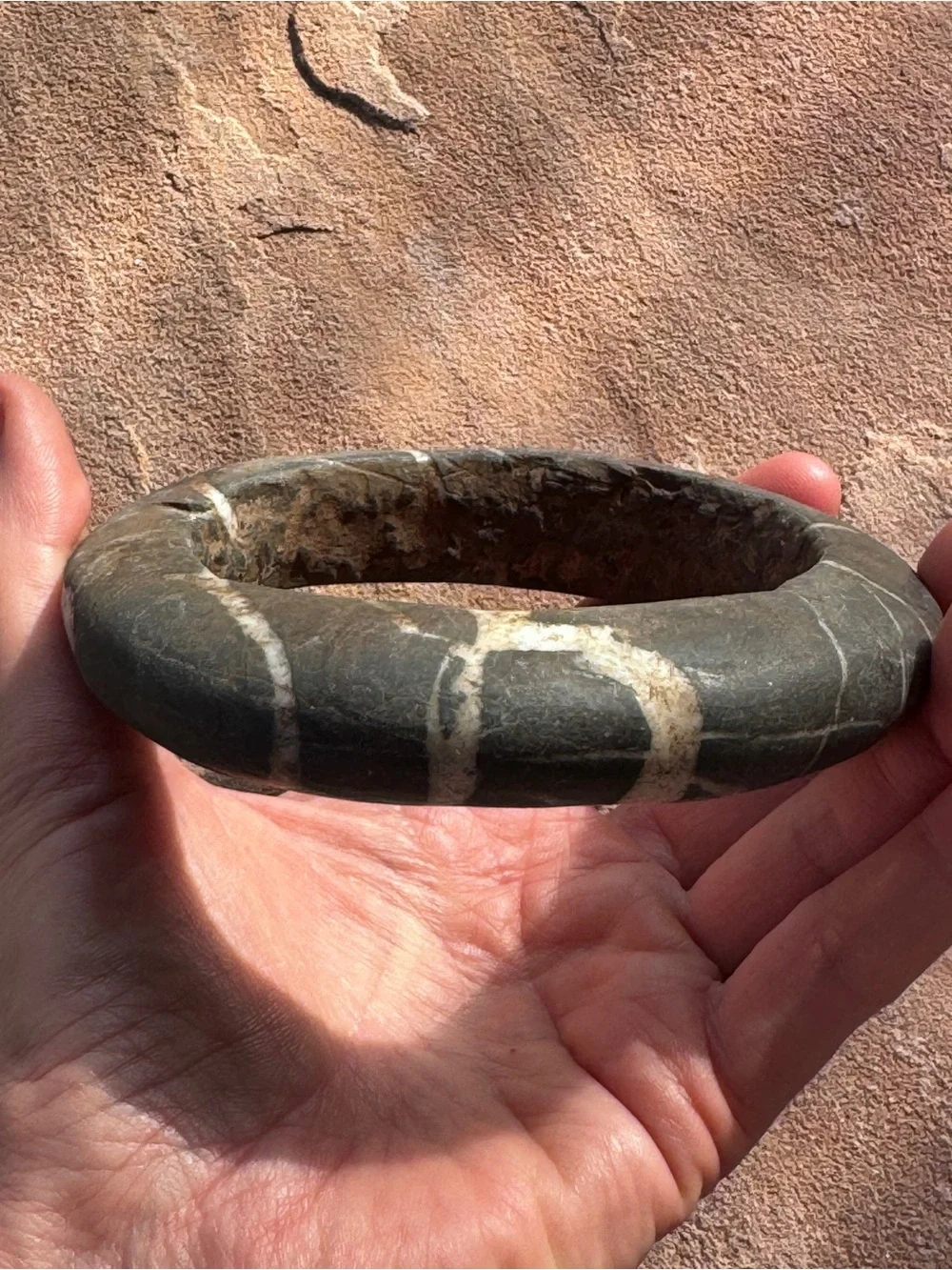 Old Stone Mali Marble Bracelet – African Kasena Tribal Bangle ~ Vintage Ethnic - Picture 7 of 10